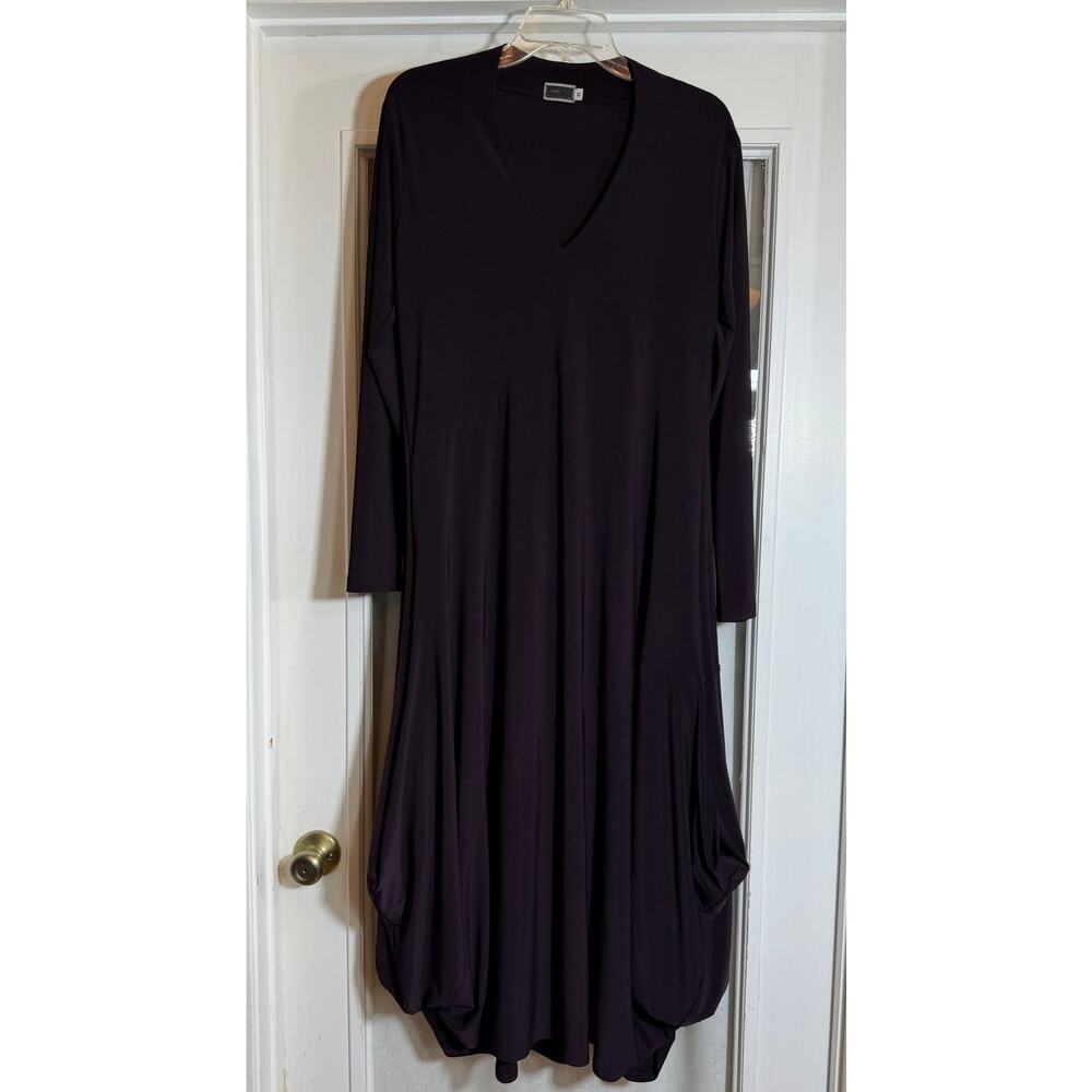 Sympli The Best Women 10 Purple Long Sleeve Lightweight Maxi Dress Minimalist